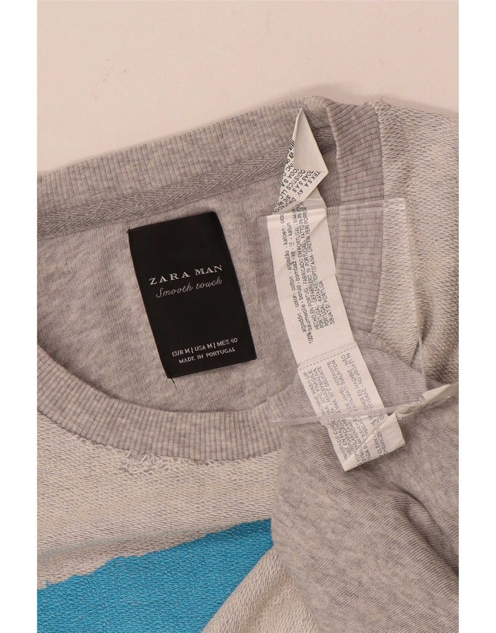 Zara Herren Sweatshirt Pullover Mittelgrau gestreift