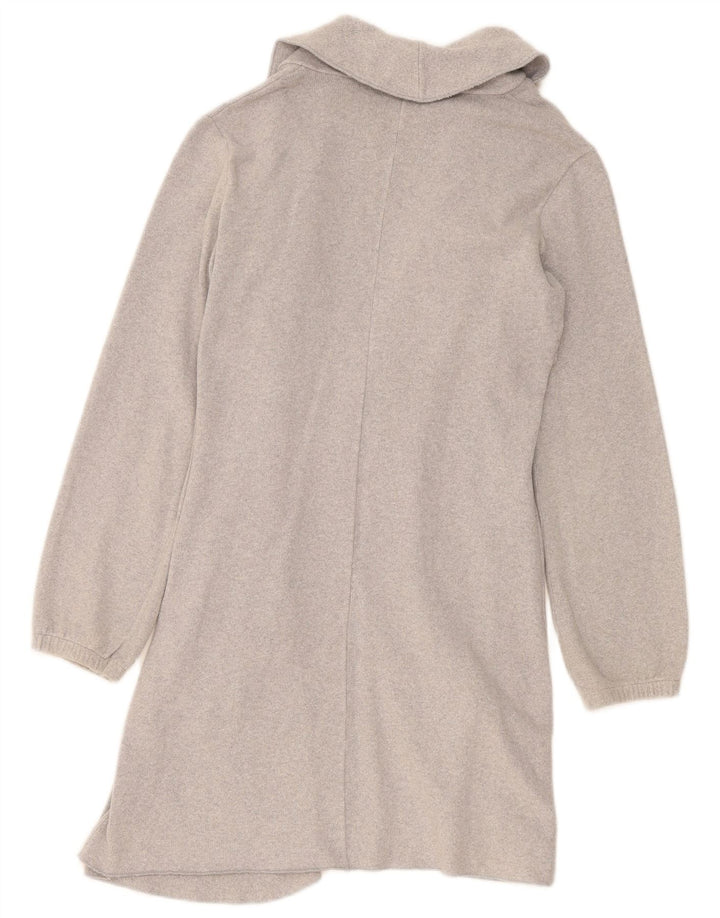 Benetton Damen Longline Open Cardigan Pullover UK 14 Mittelgrau