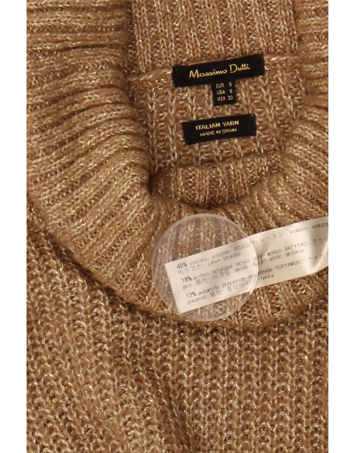 Massimo Dutti Damen-Pullover mit Rollkragen, Gr. 10, Größe S, Beige gefleckt