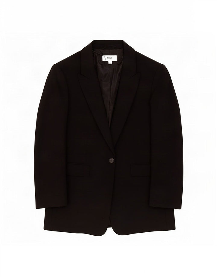 Marks & Spencer Damen-Blazerjacke mit 1 Knopf, UK 16, Größe L, Schwarz, Polyester