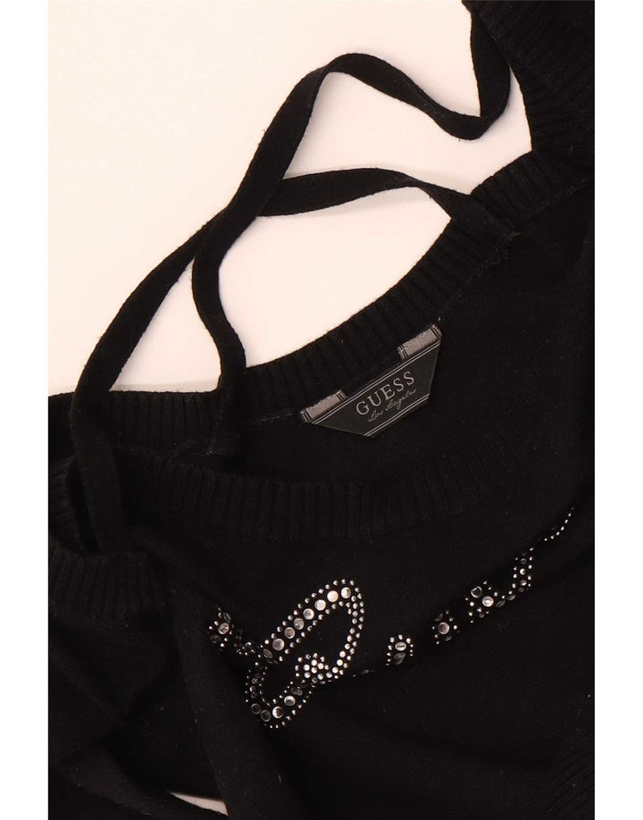 Guess Grafik-Langarm-Blusenoberteil für Damen, Gr. 8, Schwarz