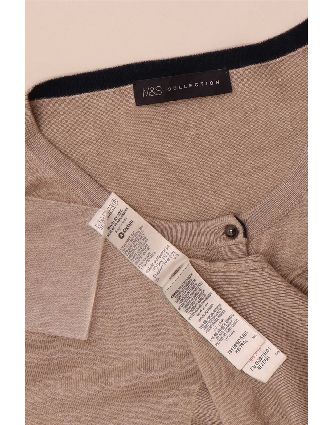 Marks & Spencer Damen Strickjacke Pullover UK 16 Large Beige Viskose