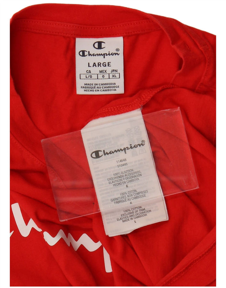 CHAMPION Damen Crop Graphic T-Shirt Top UK 16 Große rote Baumwolle