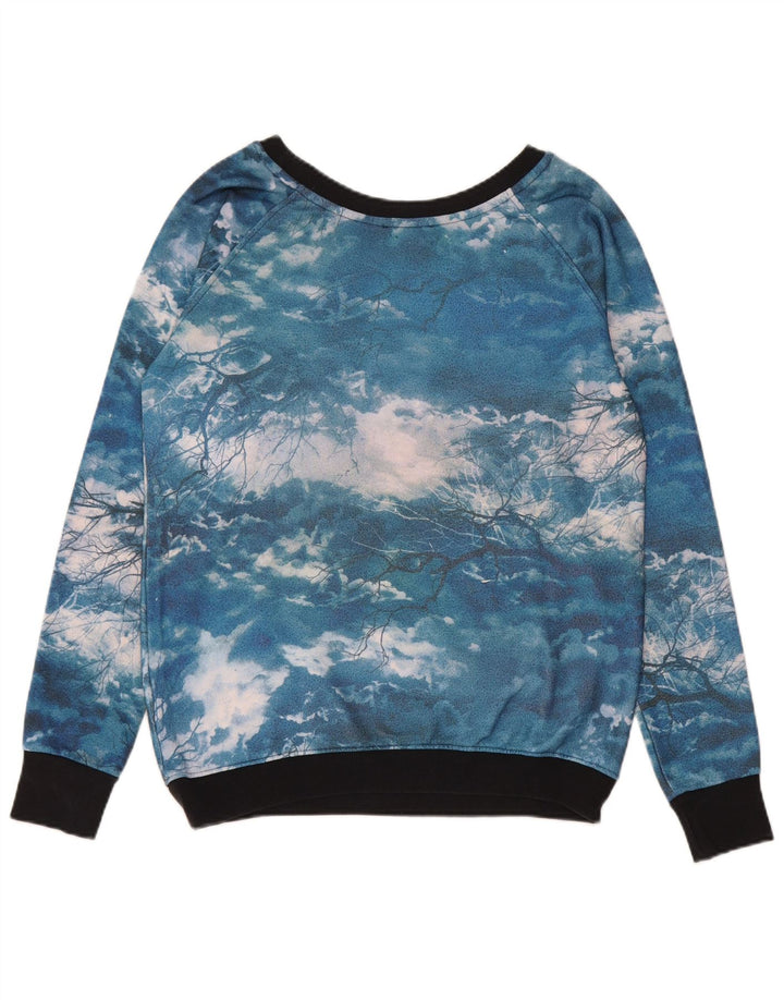 Adidas Damen Grafik-Sweatshirt-Pullover UK 14 Large Blue Tie Dye Polyester