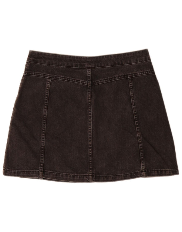 Moto Damen Mini-Jeansrock UK 12 Medium W30 Schwarze Baumwolle