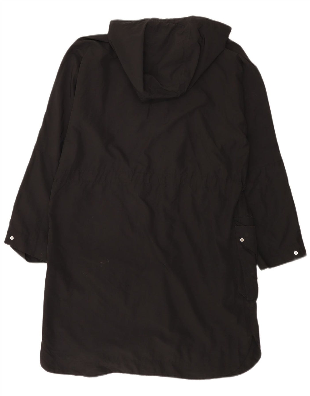 Zara Womens Hooded Loose Fit Raincoat UK 14 Mittelschwarzes Polyester