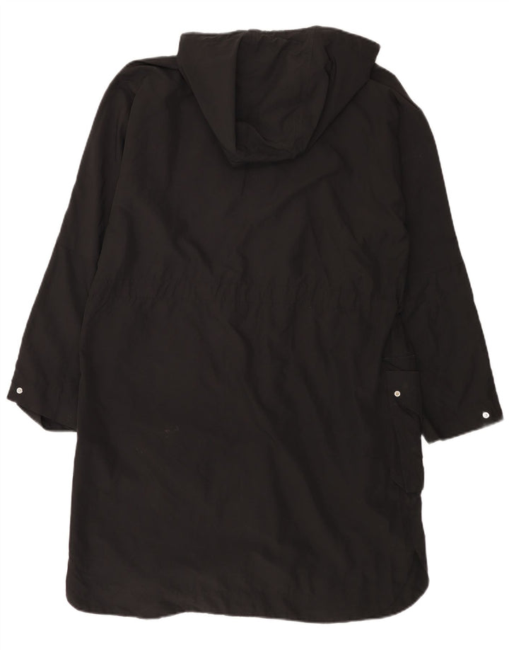 Zara Womens Hooded Loose Fit Raincoat UK 14 Mittelschwarzes Polyester