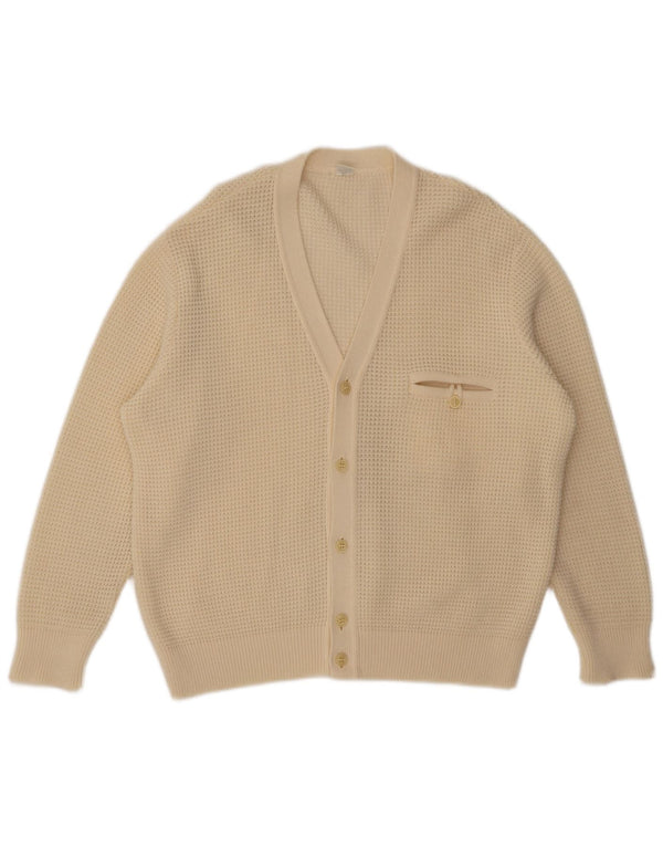 Vintage Mens Cardigan Sweater Medium Off White Wool