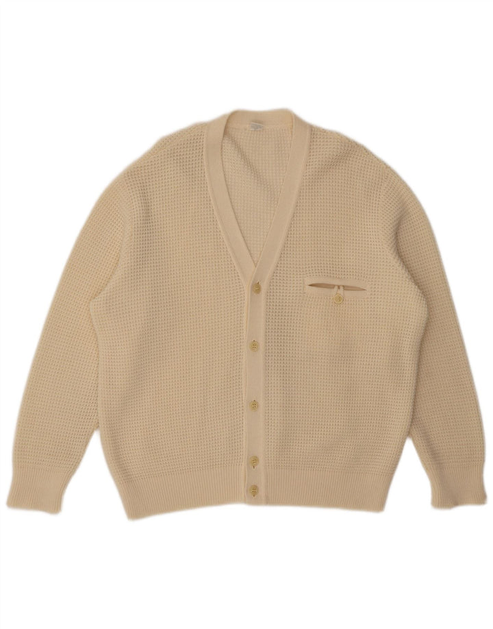 Vintage Herren Cardigan Pullover Medium Off White Wolle