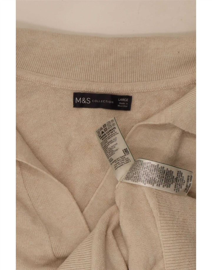 Marks & Spencer Damen-Pullover, übergroß, Polokragen, Gr. 40, Größe L, Beige