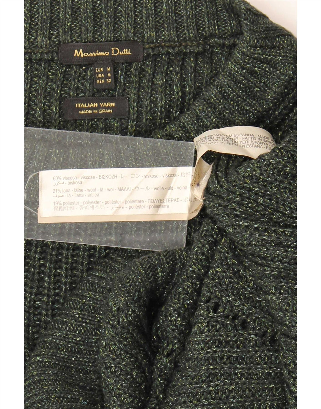 Massimo Dutti Damen-Pullover in Übergröße mit Rundhalsausschnitt, Gr. 14, mittleres Khaki
