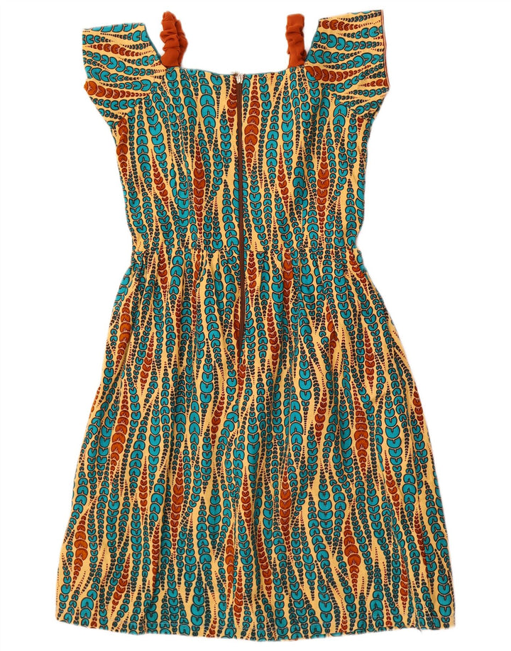 Vintage Damen A-Linie Kleid UK 10 Klein Mehrfarbig Geometrisch