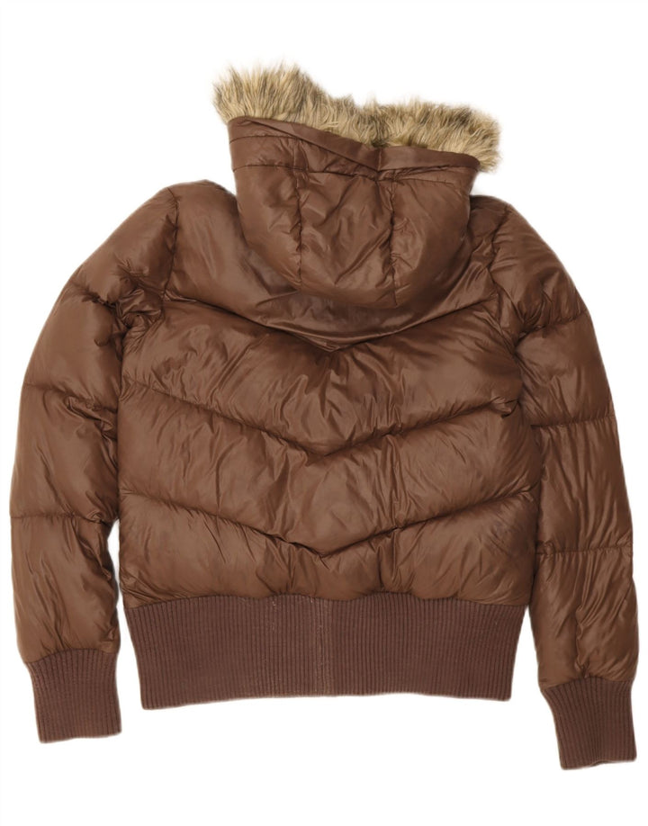 Nike Damen-Jacke mit Kapuze, gepolstert, UK 12/14, mittelbraunes Nylon