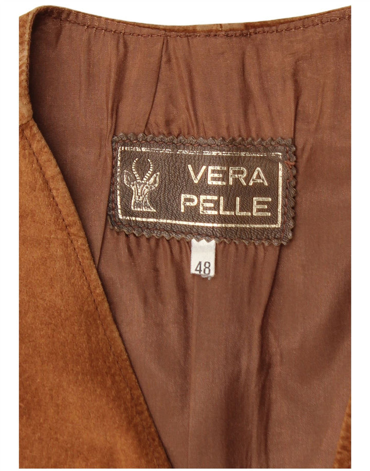 Vintage Herren Wildlederweste IT 48 Mittelbraunes Leder