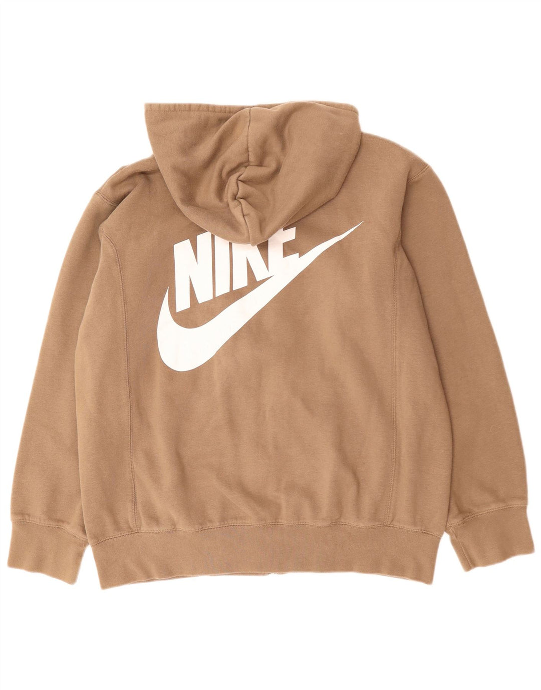 NIKE Herren-Kapuzenpullover mit grafischem Reißverschluss, Größe 42/44, groß, braune Baumwolle