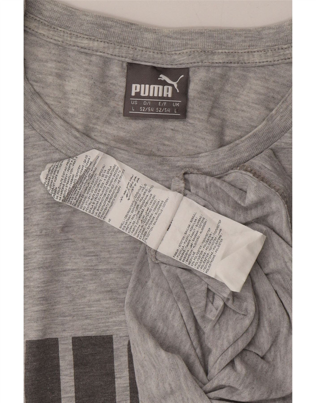 PUMA Mens Graphic T-Shirt Top Large Grey Cotton Vintage Puma and Second-Hand Puma from Messina Hembry 