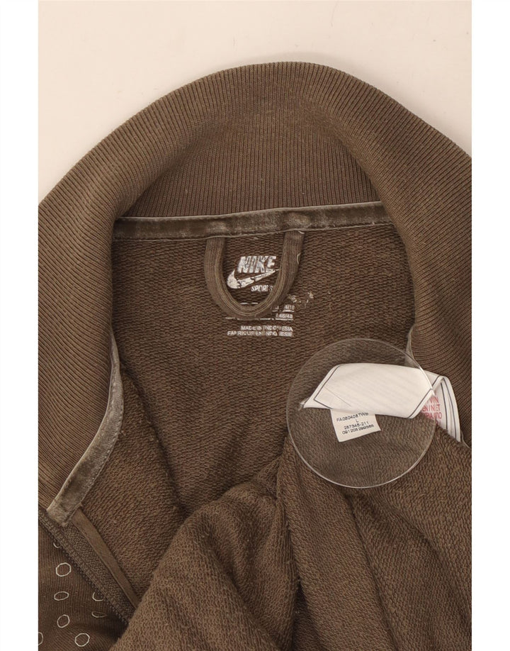 NIKE Damen-Trainingsanzug, Top-Jacke, UK 14, große Khaki-gepunktete Baumwolle