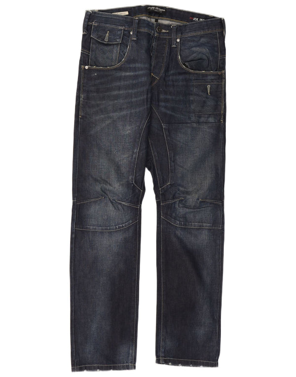 Jack & Jones Herren Anti Fit Straight Jeans W32 L32 Blaue Baumwolle