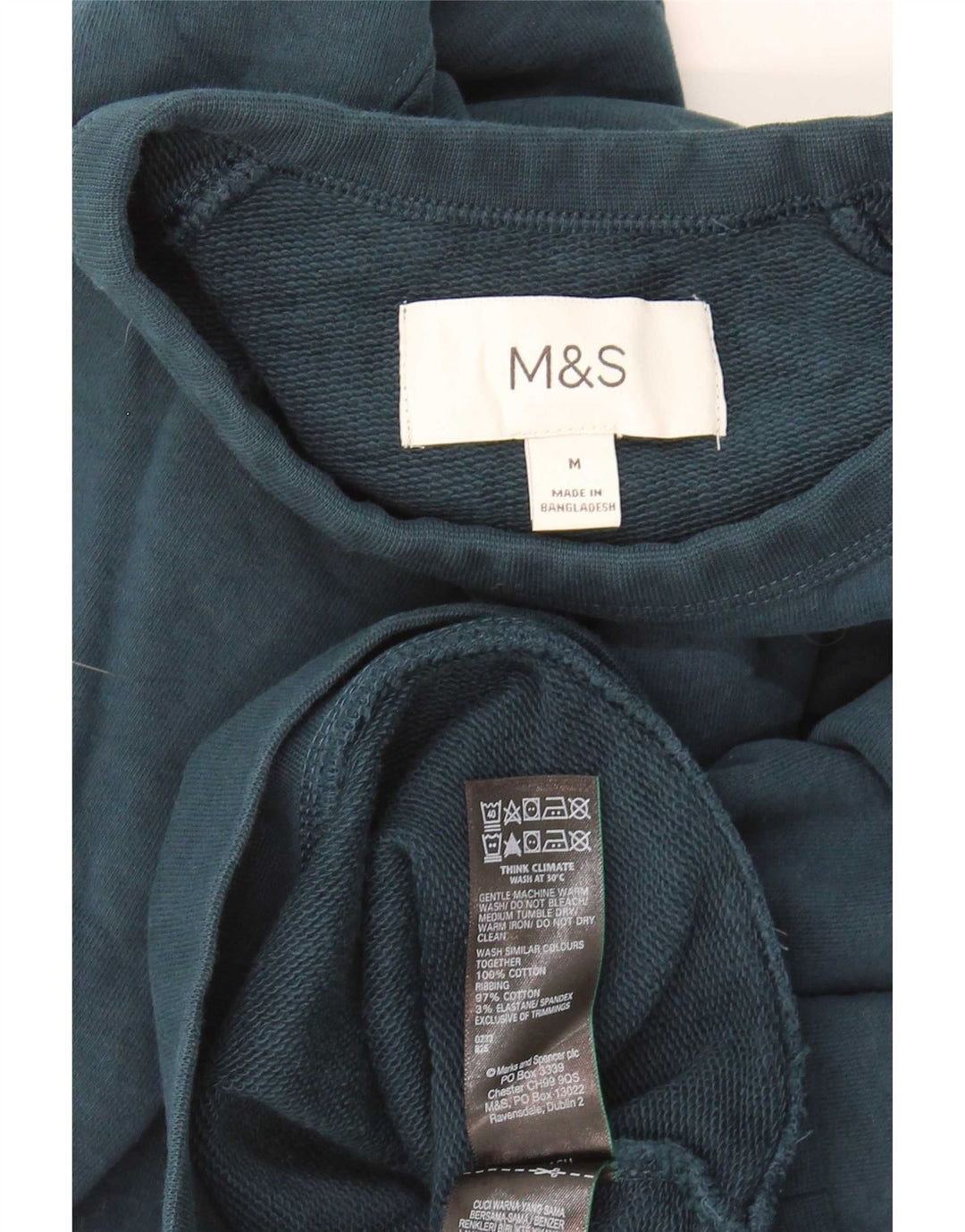 Marks & Spencer Herren-Sweatshirt-Pullover aus mittelblauer Baumwolle