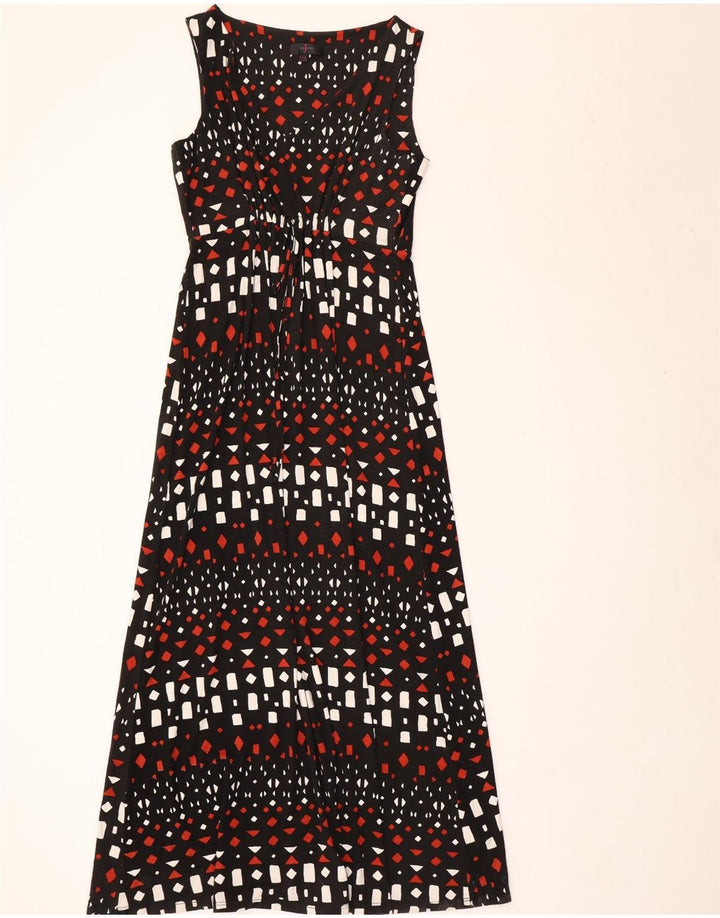 Jasper Conran Damen ärmelloses Maxikleid UK 12 Medium Schwarz Geometrisch