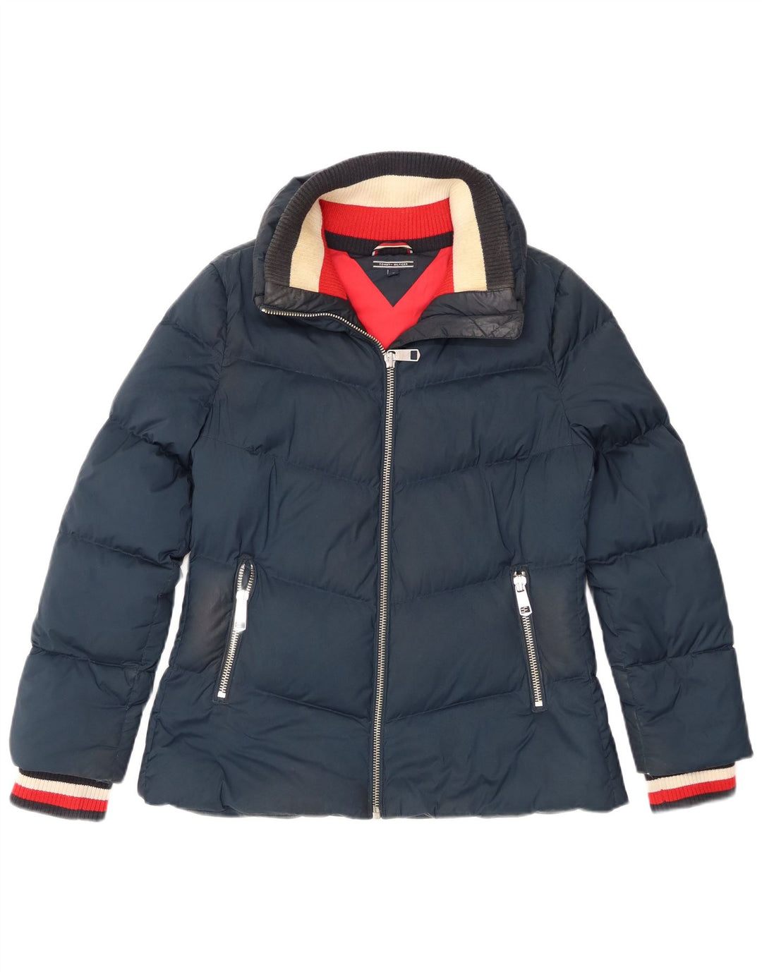 Tommy Hilfiger Damen Wattierte Jacke UK 12 Medium Marineblau Polyester