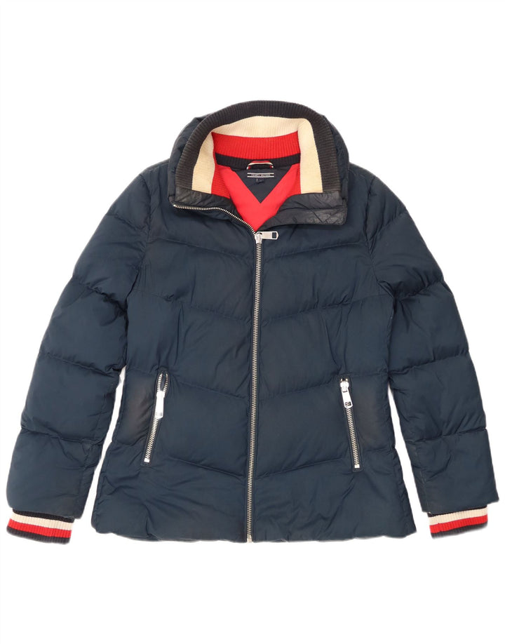 Tommy Hilfiger Damen Wattierte Jacke UK 12 Medium Marineblau Polyester