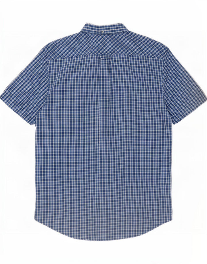 Ben Sherman Herren-Kurzarmhemd aus mittelblau karierter Baumwolle