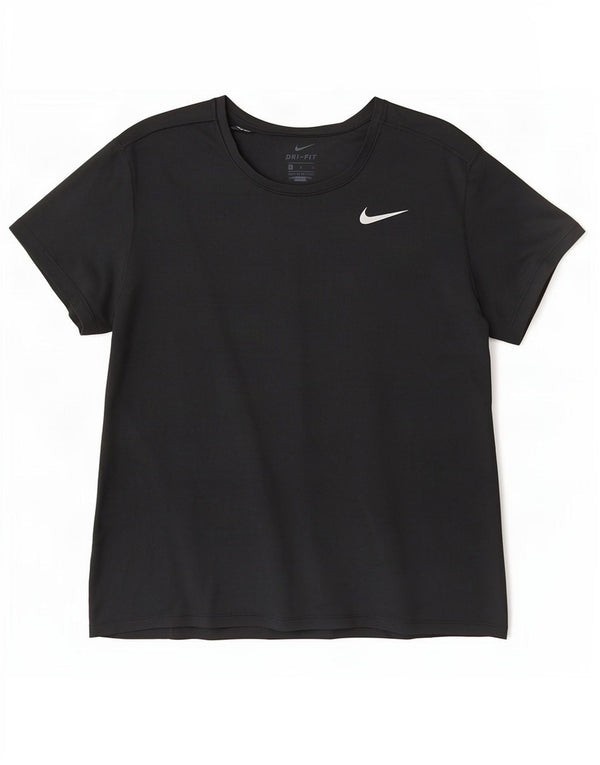 Nike Womens Dri Fit T-Shirt Top UK 14 Large Black Polyester