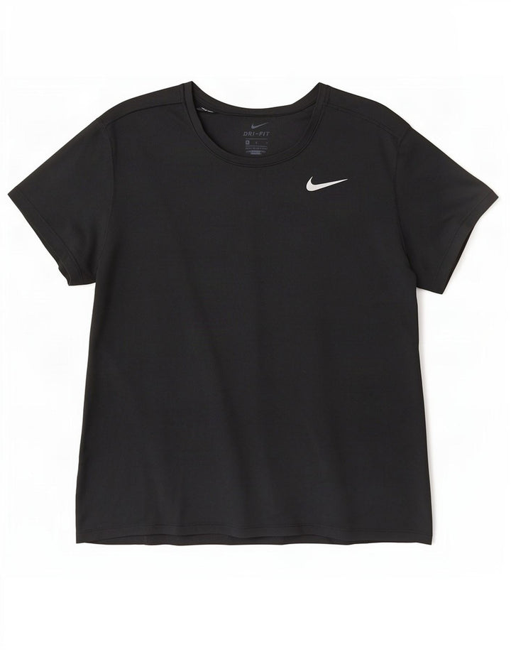 Nike Damen Dri Fit T-Shirt Top UK 14 Large Schwarz Polyester