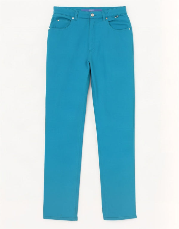 Escada Damen-Hose mit hoher Taille, schmale Freizeithose, EU 38, Mittel W29 L31, Blau