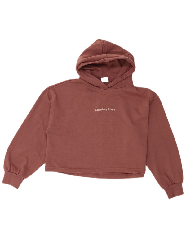 Zara Mädchen übergroßer Crop Hoodie Pullover 13–14 Jahre rosa Baumwolle