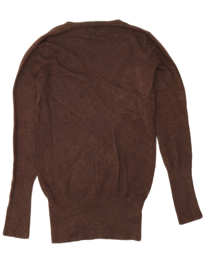 Zara Damen-Pullover mit V-Ausschnitt, UK 12, Mittelbraun, Viskose
