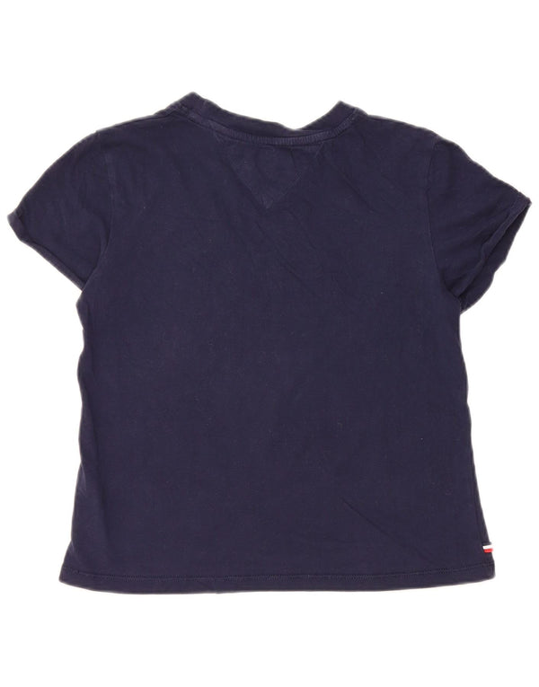 TOMMY HILFIGER Damen Übergroßes T-Shirt Top UK 2 2XS Marineblau Baumwolle