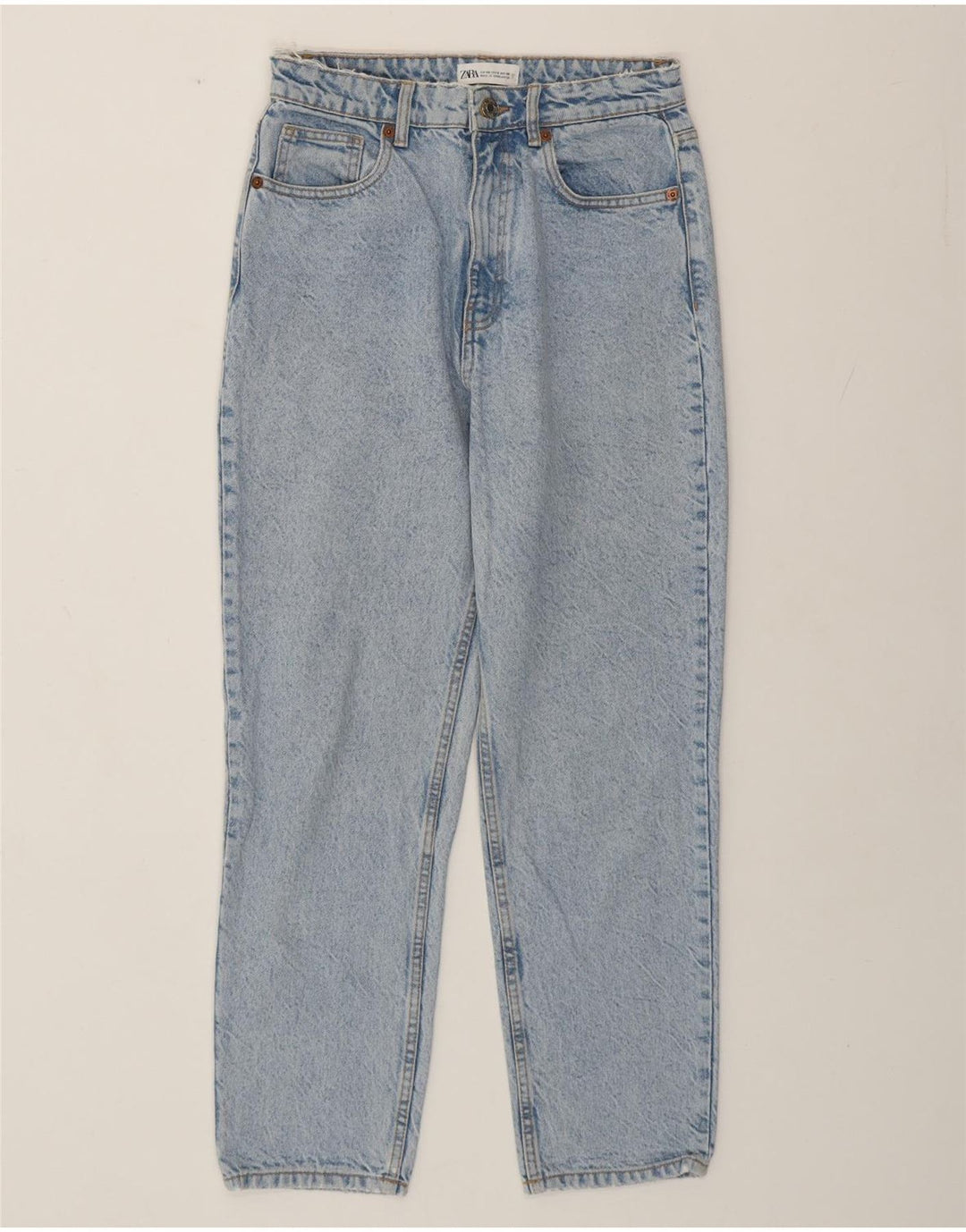 Zara Damen-Jeans mit hoher Taille, EU 40, mittelgroß, W30, L27, blaue Baumwolle