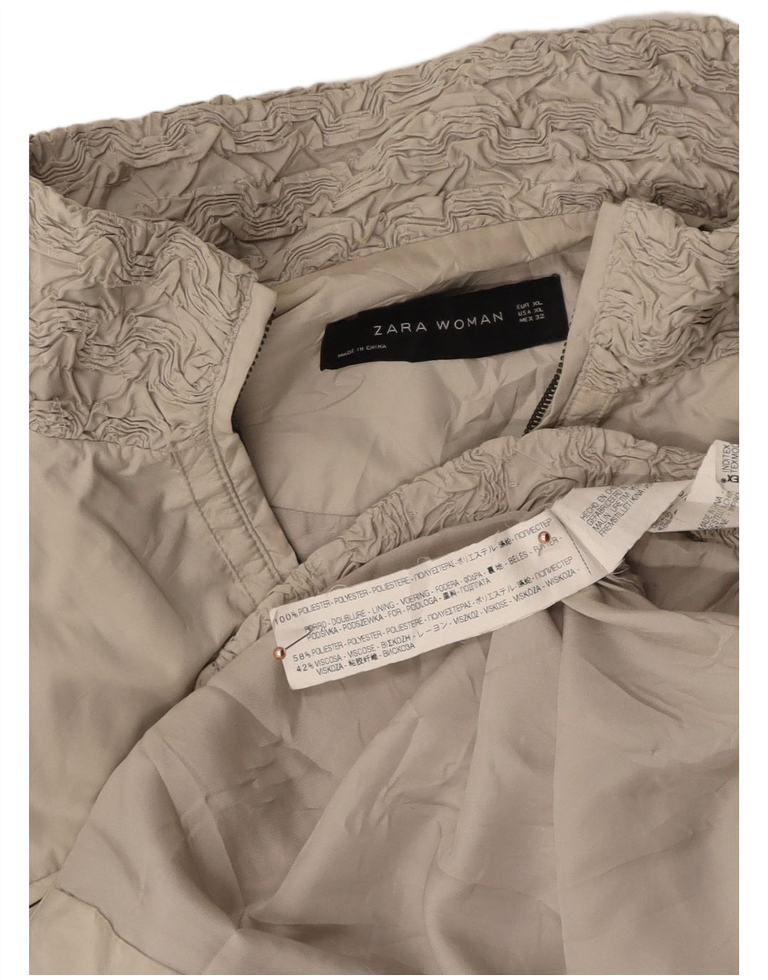 ZARA Womens Utility Jacket UK 18 XL Grey Polyester