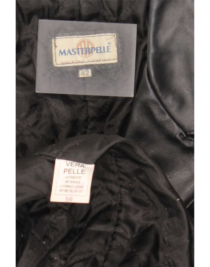 Lavorazione Artigianale Damen Ledermantel IT 42 Medium Schwarz