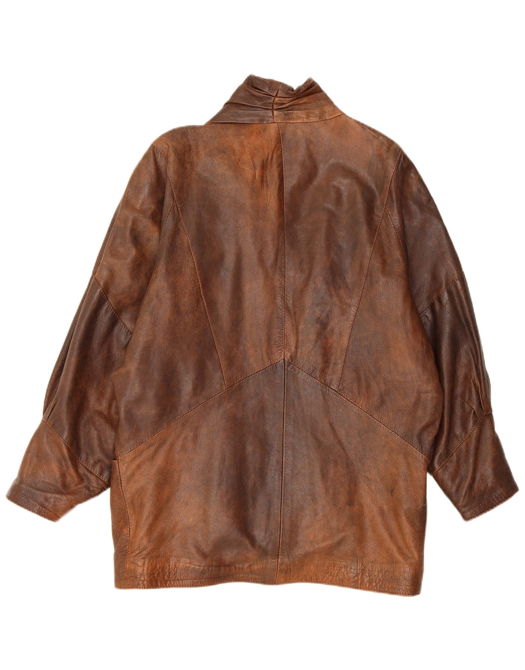 Vintage Damen Übergroße Lederjacke UK 10 Kleines braunes Leder