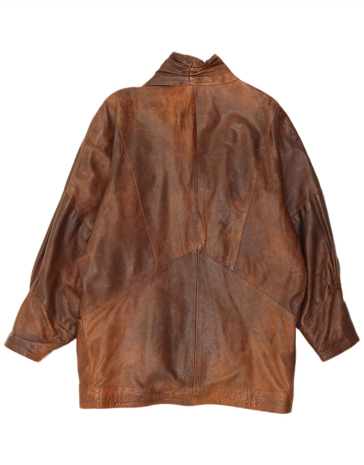 Vintage Damen Übergroße Lederjacke UK 10 Kleines braunes Leder