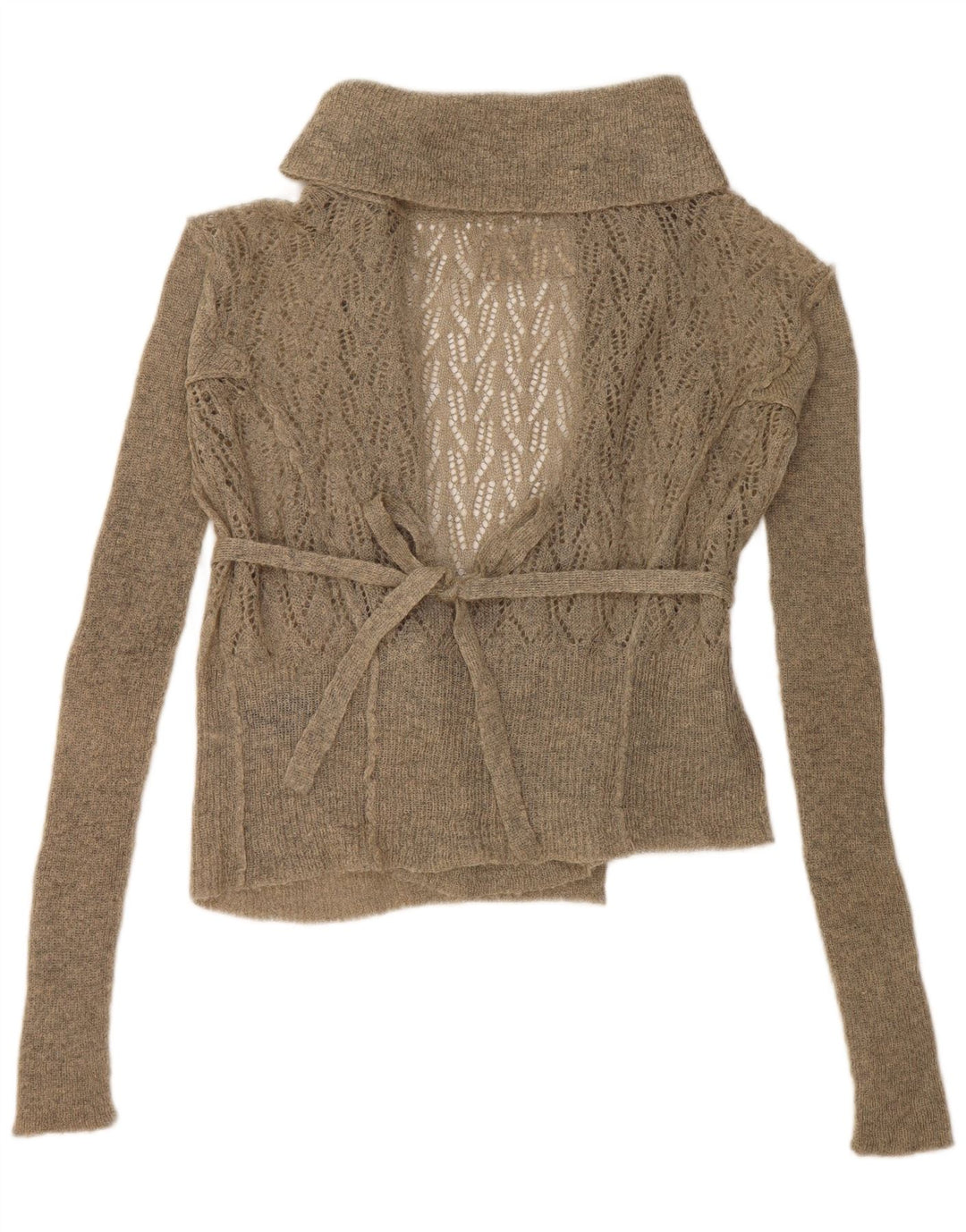ALL SAINTS Damen Übergroßer Wickel-Crop-Cardigan-Pullover, Größe 12, Grün