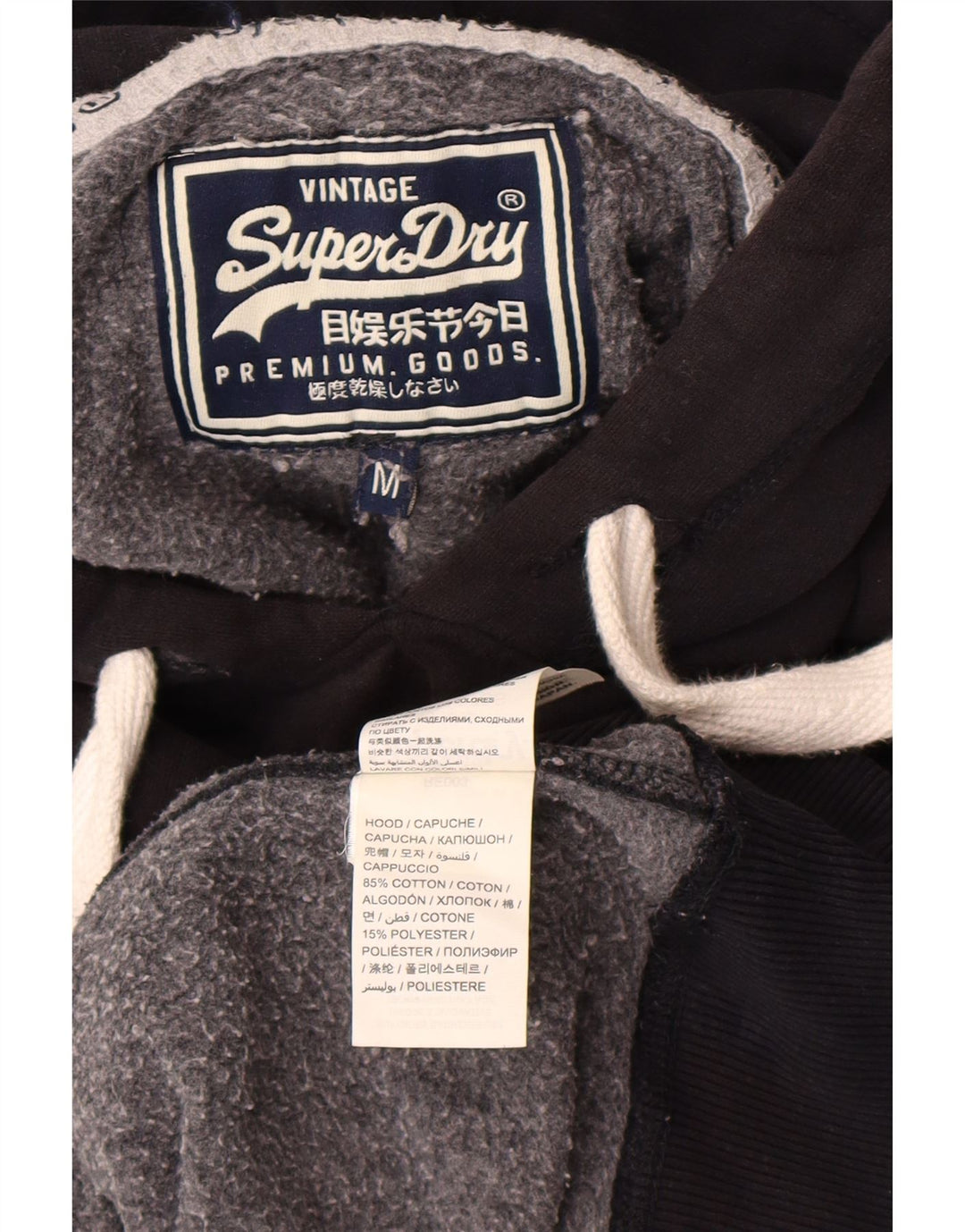 Superdry Herren-Kapuzenpullover mit Grafik, mittelschwarz, Baumwolle