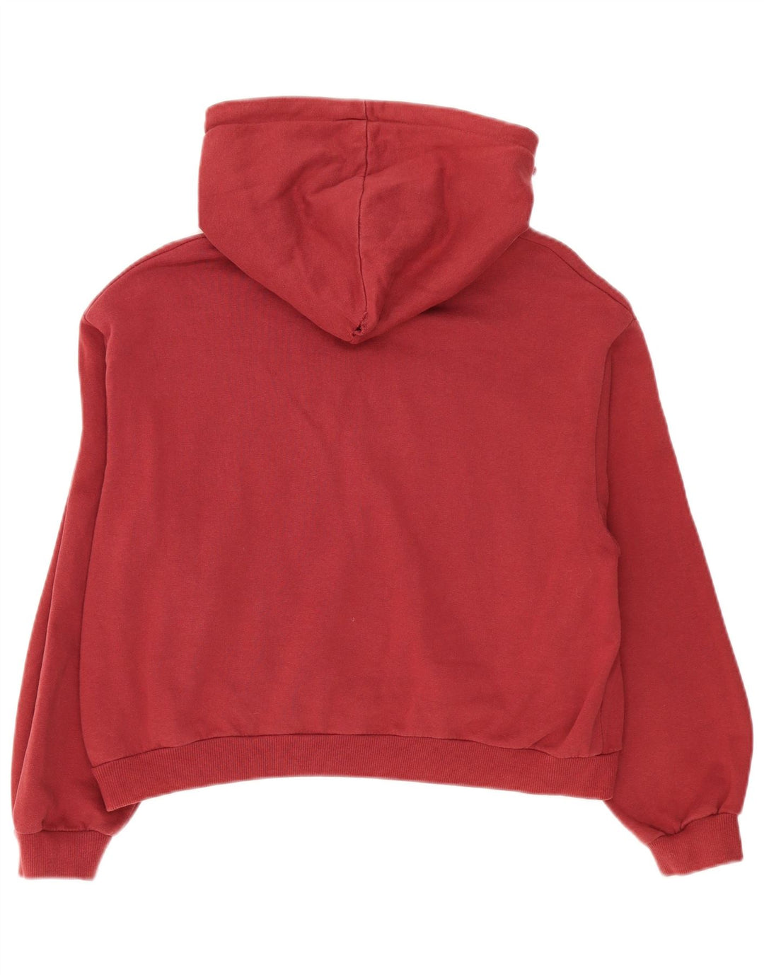 Pull & Bear Damen-Kapuzenpullover mit übergroßem, bauchfreiem Grafikdesign, Gr. 14, Mittelrot