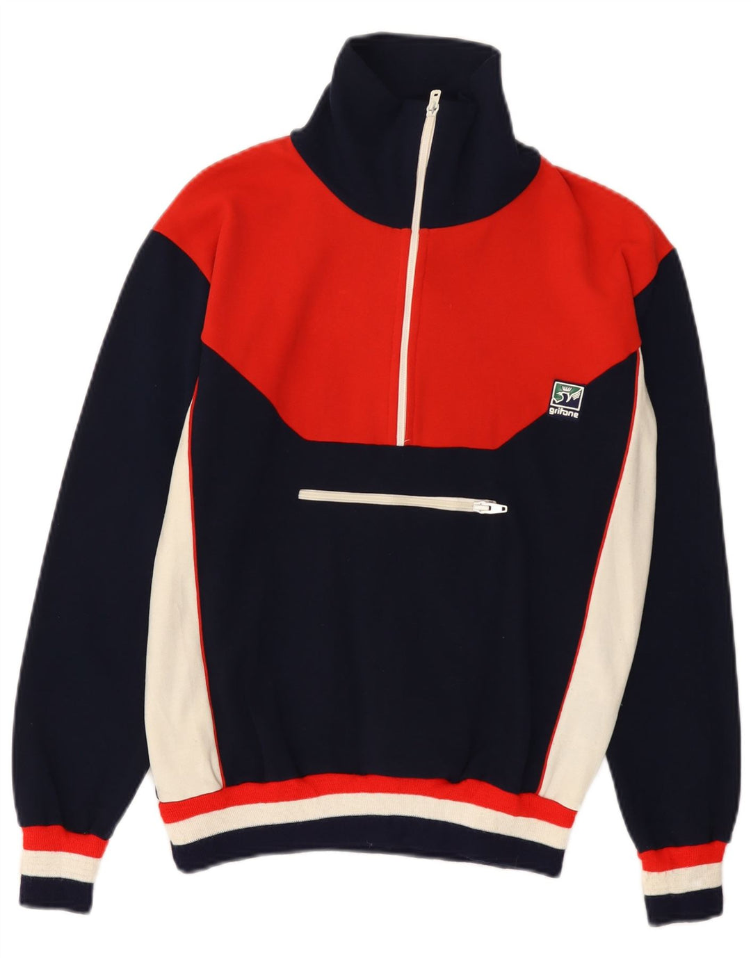 GRIFONI Herren-Sweatshirt mit Reißverschluss am Hals, IT 48, Größe S, Marineblau, Farbblock