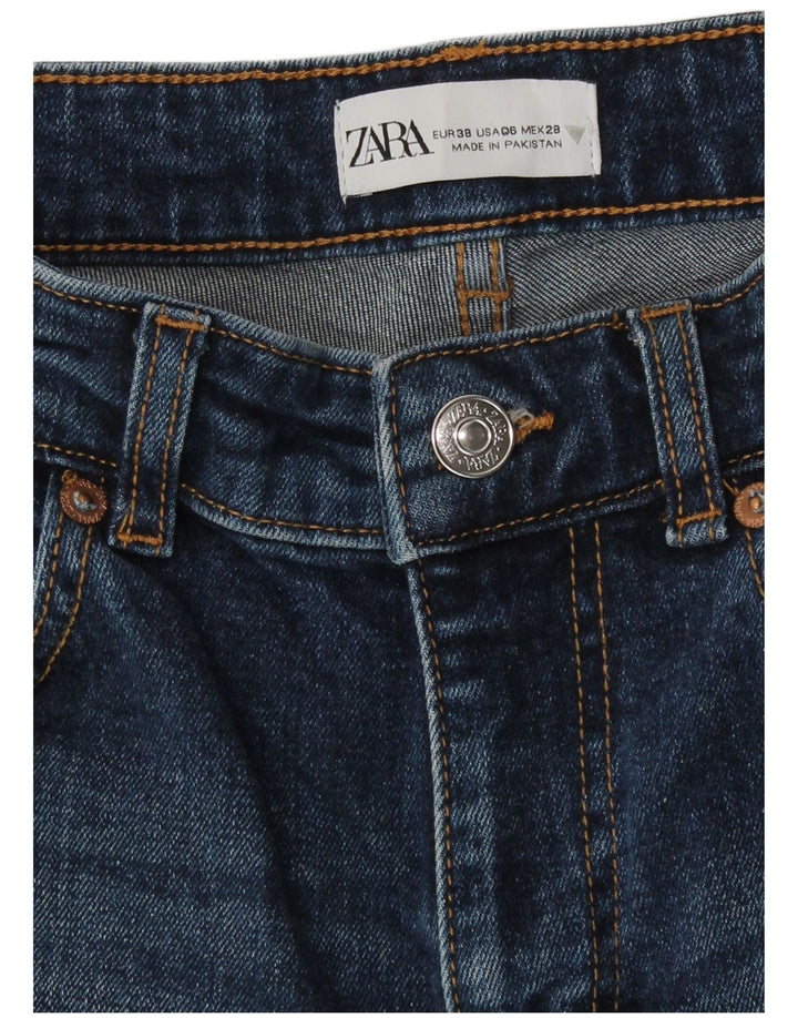 Zara Damen Crop Bootcut Jeans EU 38 Small W28 L26 Blaue Baumwolle