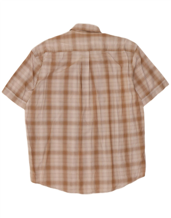 SERGIO TACCHINI Herren-Kurzarmhemd, groß, beige kariert, Baumwolle