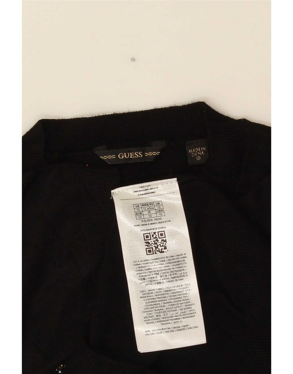 Guess Kurzarm-Pulloverkleid mit Grafik für Mädchen, 9–10 Jahre, schwarze Viskose