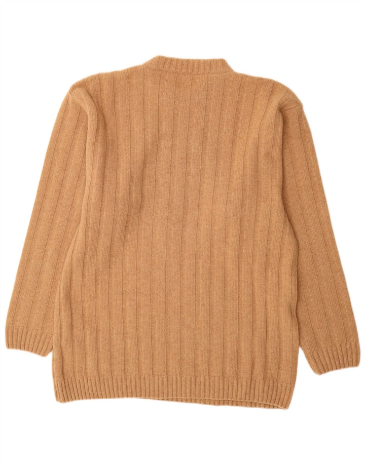 Vintage Herren-Pullover mit Rundhalsausschnitt, große beige Wolle
