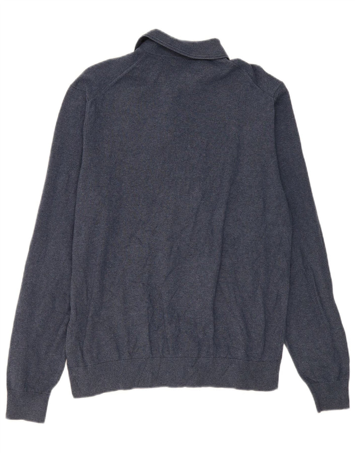 Marks & Spencer Herren-Polo-Pullover aus mittelblauer Baumwolle