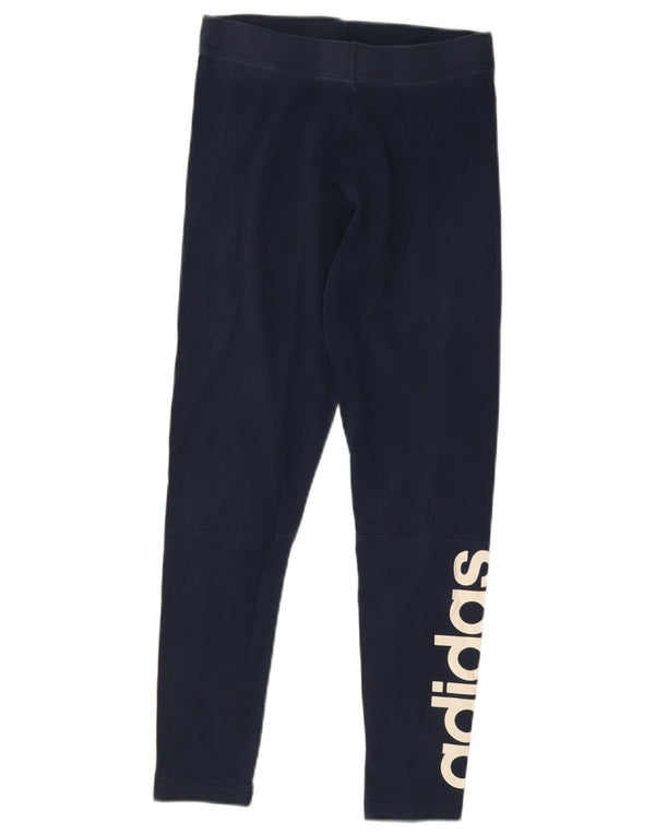 Adidas Damen Graphic Leggings UK 8/10 Smal Marineblau Baumwolle