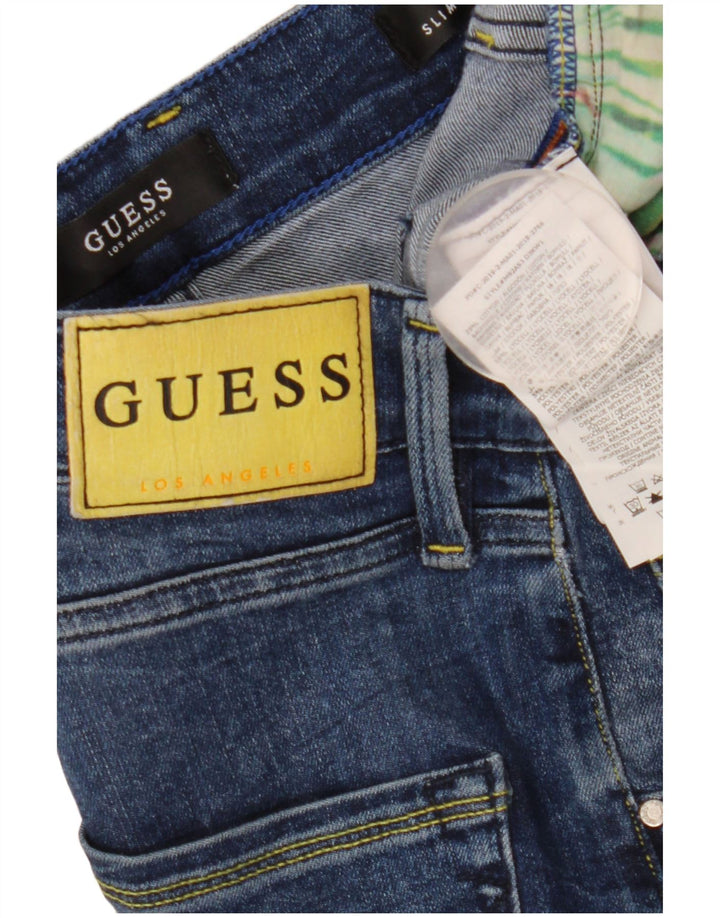 Guess Herren Distressed Slim Jeans W32 L33 Blaue Viskose