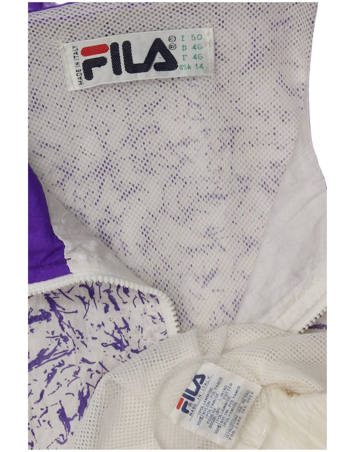 Fila Damen-Trainingsanzug-Top-Jacke IT 50 XL weiß geflecktes Polyamid
